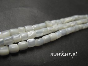 Macica perłowa biała beczka nieregularna 5/6 mm sznur