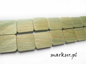 Koraliki drewniane turkusowy kwadrat 26 mm sznur