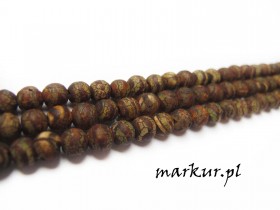 Agat tybetański trawiony brązowy kula  6 mm sznur