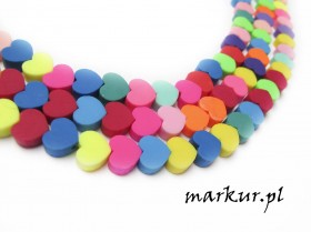 Koraliki fimo mix kolorów serce 10 mm sznur