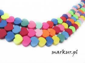Koraliki fimo mix kolorów serce 10 mm sznur