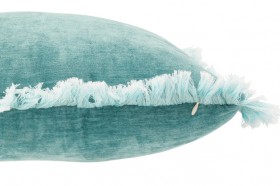 Poduszka turkusowa z frędzlami Poliester (46x46x13,5cm)