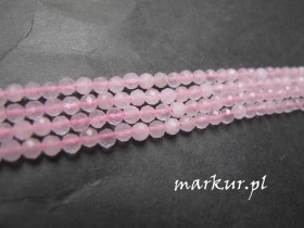 Kwarc różowy fasetka kula  3 mm sznur