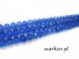 Koraliki szklane niebieskie ciemne fasetka oponka  3/4 mm sznur