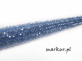 Koraliki szklane AB niebieskie fasetka oponka  2/2 mm sznur