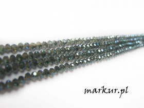Koraliki szklane AB niebiesko zielone fasetka oponka  2/2 mm sznur