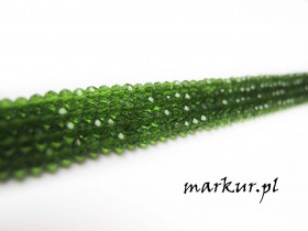 Koraliki szklane zielone fasetka oponka  2/2 mm sznur