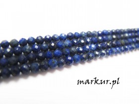 Lapis lazuli naturalny ciemny fasetka kula  3 mm sznur