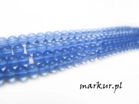 Koraliki szklane błękitne kula  4 mm sznur