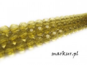 Koraliki szklane żółte fasetka kula  8 mm sznur