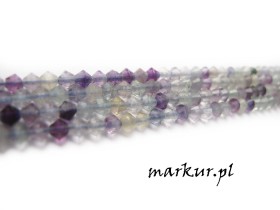 Fluoryt tęczowy fasetka szlif gwiazdkowy kula  4 mm sznur
