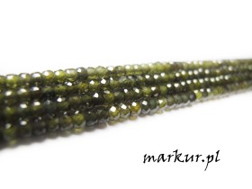 Cyrkon oliwkowy fasetka oponka 2/3 mm sznur