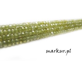 Cyrkon pistacjowy fasetka oponka 2/3 mm sznur