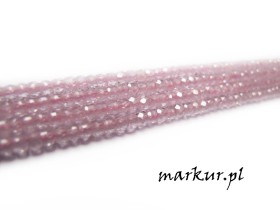 Cyrkon różowy fasetka oponka 2/3 mm sznur