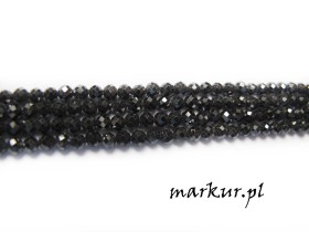 Cyrkon czarny fasetka kula  2 mm sznur