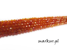 Cyrkon pomarańczowy fasetka kula  2 mm sznur