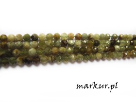 Granat zielony fasetka kula  3 mm sznur