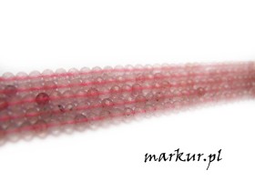 Kwarc rubinowy fasetka kula  2 mm sznur