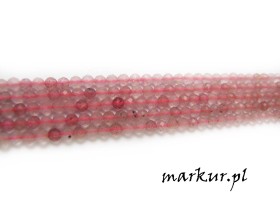 Kwarc rubinowy fasetka kula  3 mm sznur
