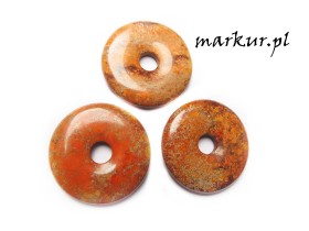 Jaspis impresja pomarańczowy zawieszka donuts 40 mm
