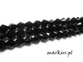 Koraliki szklane czarne bicone   3 mm sznur