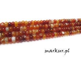 Agat czerwony sardonyks oponka 4/8 mm sznur
