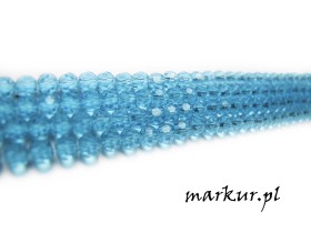 Koraliki szklane błękitne fasetka kula  4 mm sznur