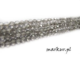 Koraliki szklane szare fasetka kula  4 mm sznur
