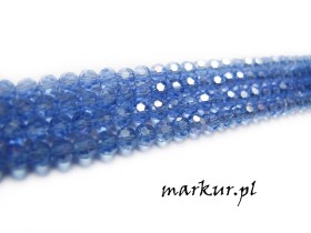 Koraliki szklane AB niebieskie fasetka kula  4 mm sznur