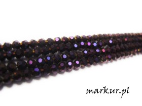 Koraliki szklane fioletowe fasetka kula  4 mm sznur