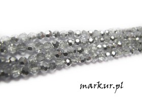 Koraliki szklane srebrne transparentne fasetka kula  4 mm sznur