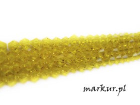 Koraliki szklane żółte bicone   4 mm sznur