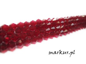 Koraliki szklane bordowe bicone   3 mm sznur