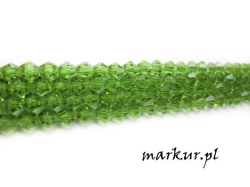 Koraliki szklane zielone bicone   3 mm sznur