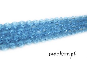 Koraliki szklane błękitne bicone   6 mm sznur