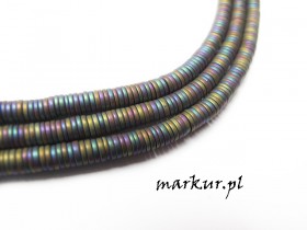 Hematyt kolor multicolor trawiony talarki  1/6 mm sznur
