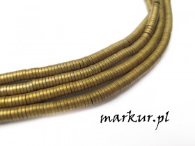 Hematyt kolor złoty trawiony talarki  1/6 mm sznur