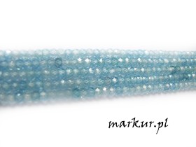 Cyrkon błękitny fasetka oponka 2/3 mm sznur