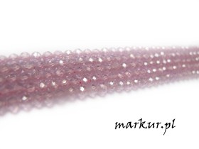 Cyrkon różowy fasetka kula  3 mm sznur