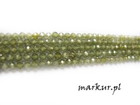 Cyrkon zielony fasetka kula  3 mm sznur