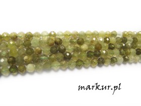 Granat zielony fasetka kula  4 mm sznur