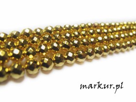 Hematyt kolor złoty jasny fasetka (64) kula  2 mm sznur