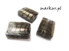 Obrazek dla: Koraliki szklane szare prostokąt 12/18 mm