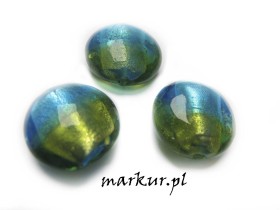 Koraliki szklane turkusowo_zielona moneta 20 mm