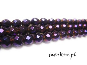 Hematyt kolor fioletowy fasetka kula  4 mm sznur