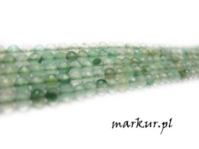 Agat zielony fasetka kula  4 mm sznur