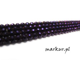 Hematyt kolor fioletowy fasetka kula  3 mm sznur