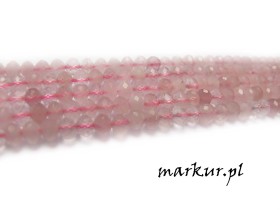 Kwarc różowy fasetka oponka 2/3 mm sznur