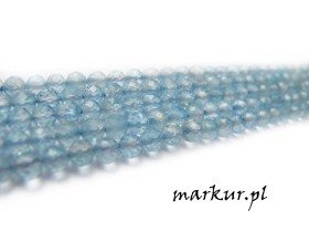 Topaz niebieski fasetka kula  4 mm sznur
