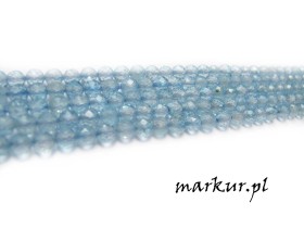 Topaz niebieski fasetka kula  4 mm sznur